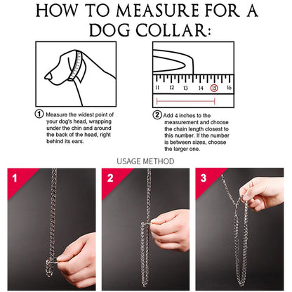 Dog Chain Collar Silvery Golden 15MM Width Cuban Link Chain for Dogs Strong Smooth Stainless Steel Metal Pet Training Slip Chain