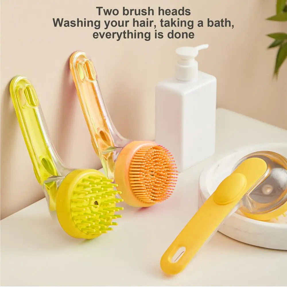 Dog Bath Brush Silicone Dog Brush Long Handle With Soap Dispenser Dog Shampoo Scrubber Pet Grooming Bath Brush For Cats Dogs