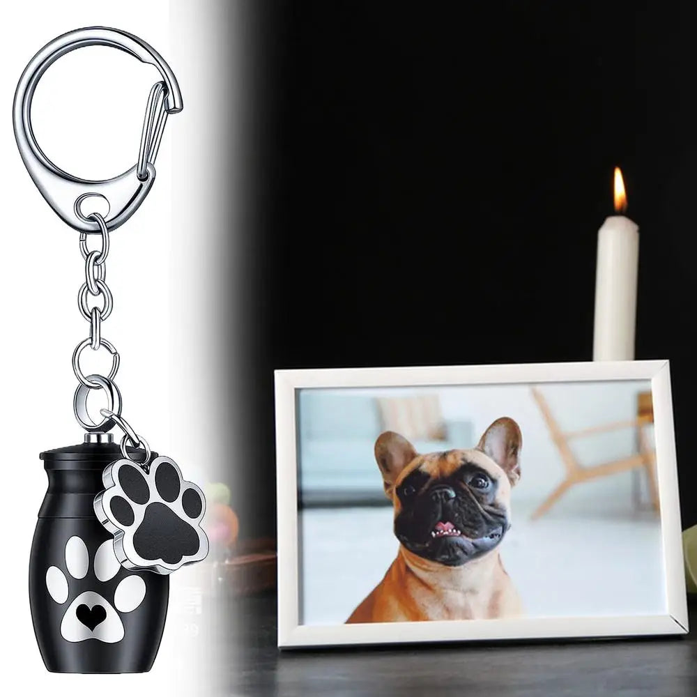 Pets Urn Keychain Paw Print Keyring Cremation Ashes Pendant Cat Cremation Jewelry Pendant Dog Paw Print Keepsake for Cats Dogs