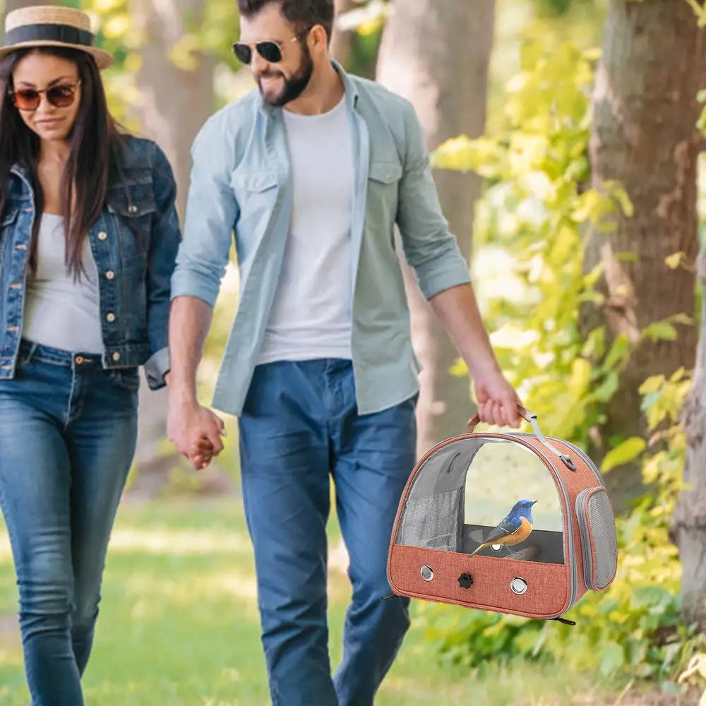 Bird Carrier Bag Travel Bird Backpack Cage Pet Transparent Travel Cage Organizer for Birds Small Pets Hamsters Rabbits Parrots