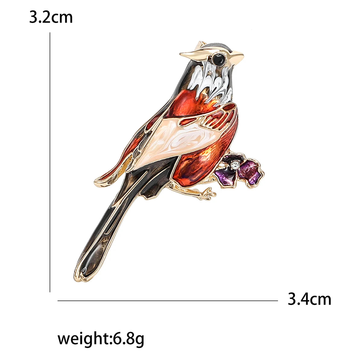Enamel Bird Brooches for Women Rhinestone Sparrow Pins Magpie Badge Office Party Friend Gifts Accessories