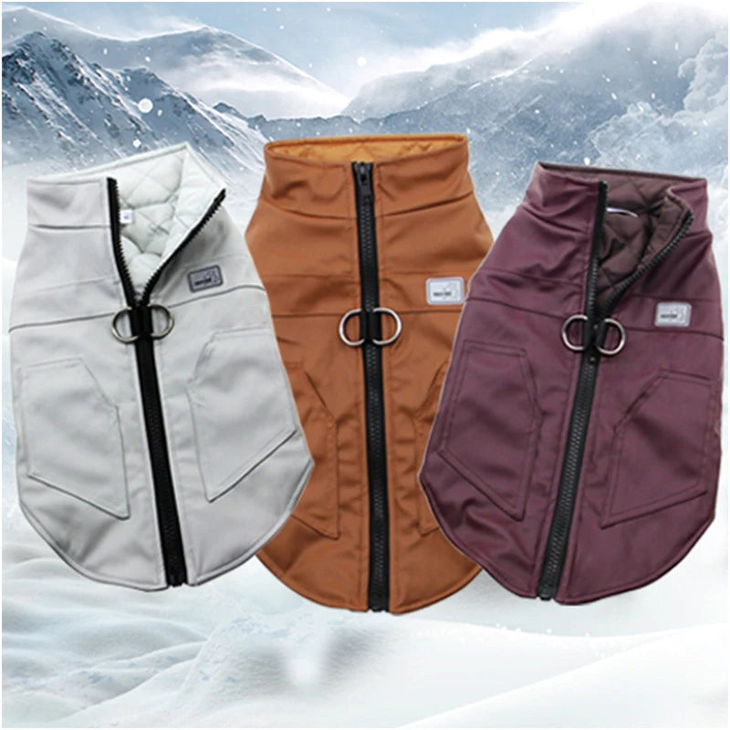 S-5xl Pu Leather Winter Large Dog Clothes Big Dogs Coat Large Waterproof Dog Jacket Medium French Bulldog Down Jacket Puppy Vest