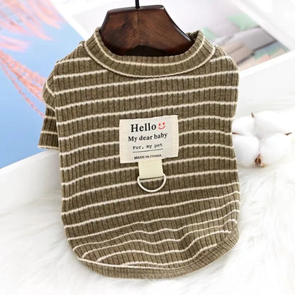 Summer Dog Clothes Pet Dog Vest Dress Dog Knitted Striped Dog T Shirt Chihuahua Bichon Clothing Kitten Puppy Girls Dog Costume