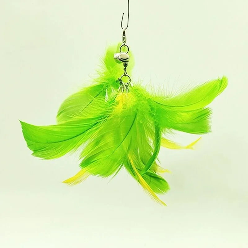 Funny Cat Stick Toy Furry Feather with Bell Cat Stick Toy Kitten Playing Pet Accessories Worm on A String Cat Toys Interactive