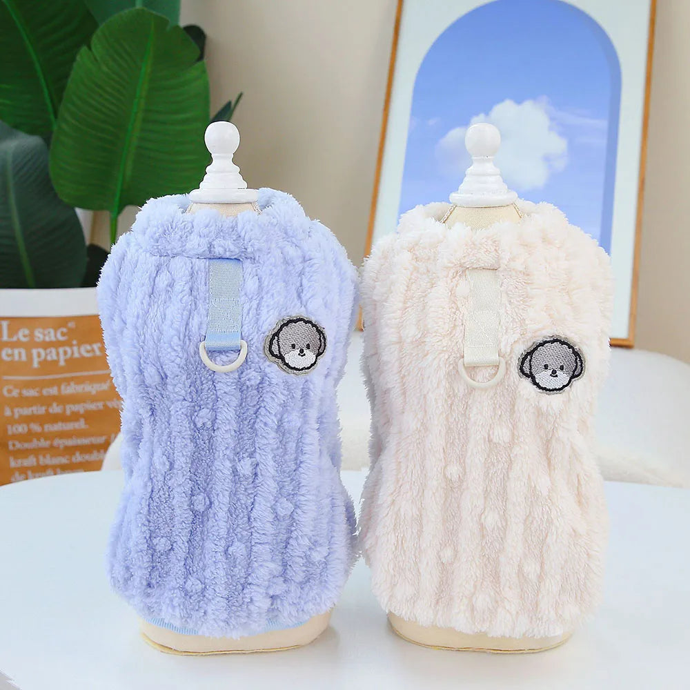 Winter Pet Clothes Warm Coral Fleece Dog Vest Pullover Jacket Puppy Dog Sweater with D Ring for Small Medium Dogs Cats Costume