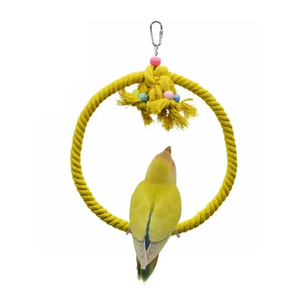 Rope Perches For Bird Cages Circle Rope Swing Easy Installation Natural Safe Soft Cotton Round Bird Swing For African Grey Macaw