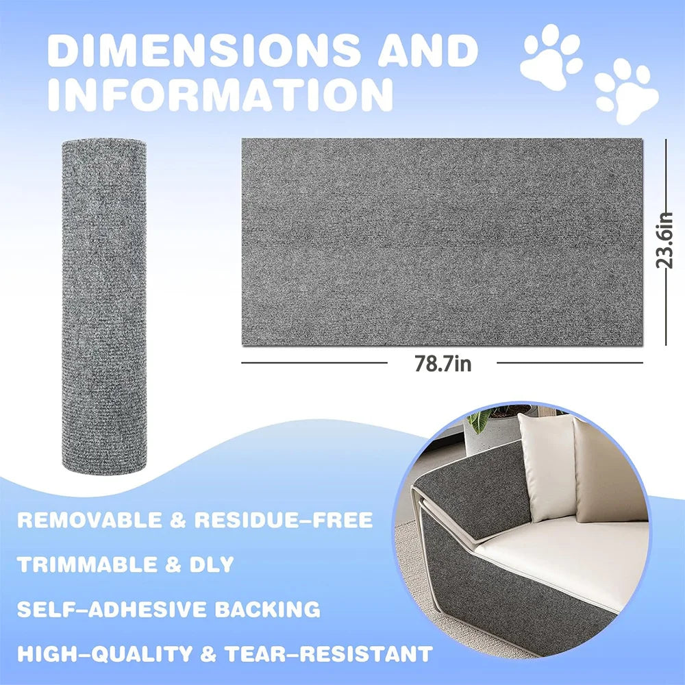 Cat Scratching Mat Self-Adhesive Wall Furniture Protection Sofa DIY Anti Cat Scratch Post Board Trimmable Carpet Anti-scratching