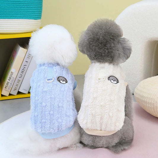 Winter Pet Clothes Warm Coral Fleece Dog Vest Pullover Jacket Puppy Dog Sweater with D Ring for Small Medium Dogs Cats Costume