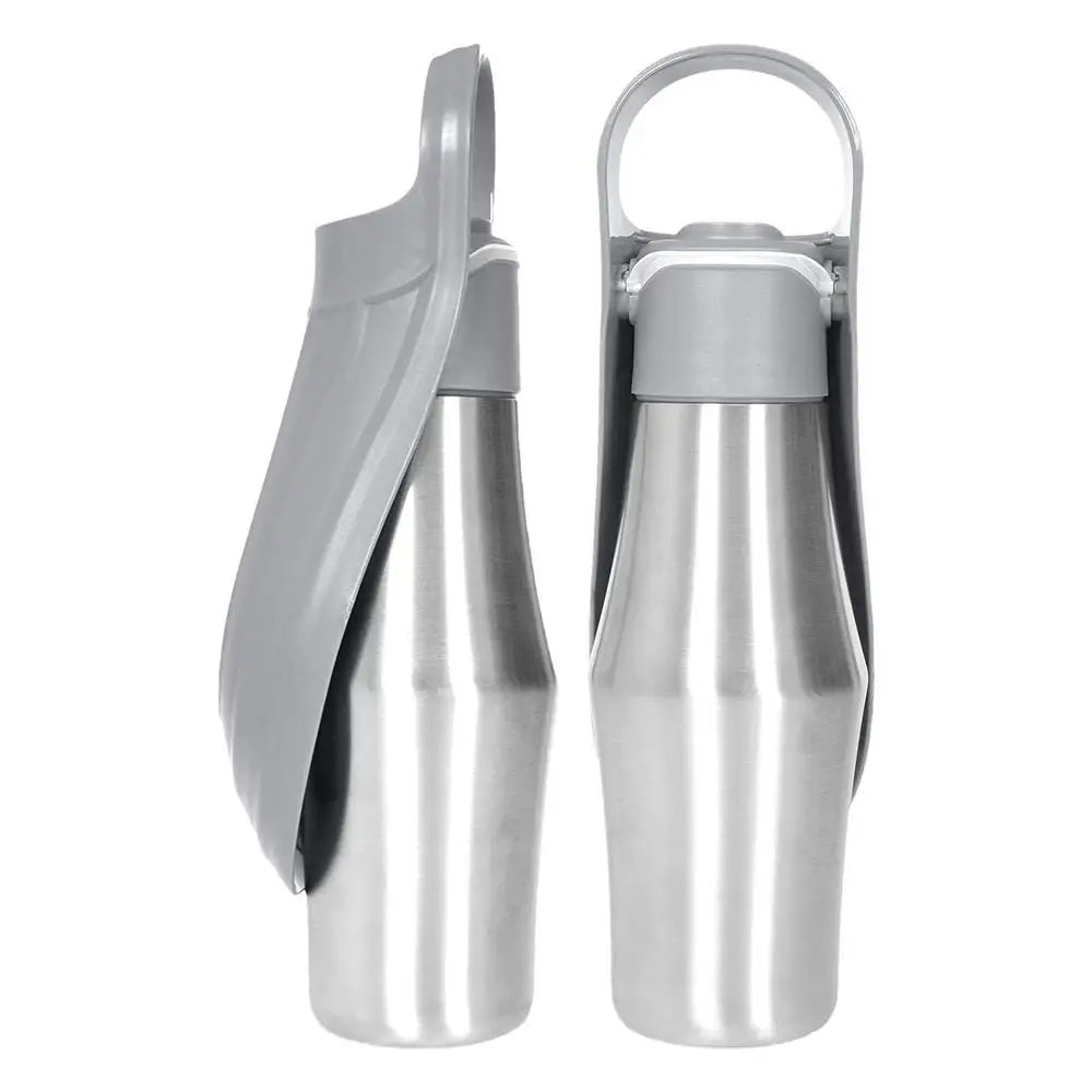 Portable Water Bottle For Dogs 27oz Stainless Steel Travel Water Dispenser Pet Accessories 2 In 1 Dog Water Bowl For Most Sizes