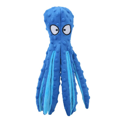 Dog Squeaky Toys Octopus - No Stuffing Crinkle Plush Dog Toys for Puppy Teething, Durable Interactive Dog Chew Toys for Small, M