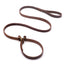 Pet Dog Flat Slip Lead British Style Durable Real Leather Dog Leash Smooth Adjustable Dog Slip Loop Lead for Walking & Showing
