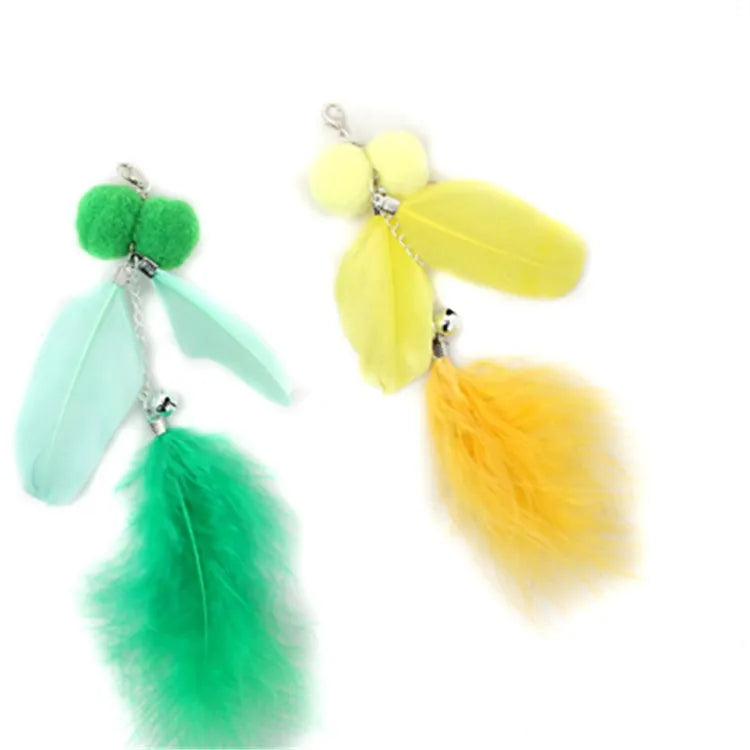 Cat Toy Cat Teaser Sticks Dragonfly Shaped Replacement Head Teaser Cat Stick Fairy Feather Bell Multi-color Optional Cat Toys