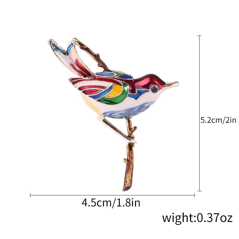 Enamel Bird Brooches for Women Rhinestone Sparrow Pins Magpie Badge Office Party Friend Gifts Accessories