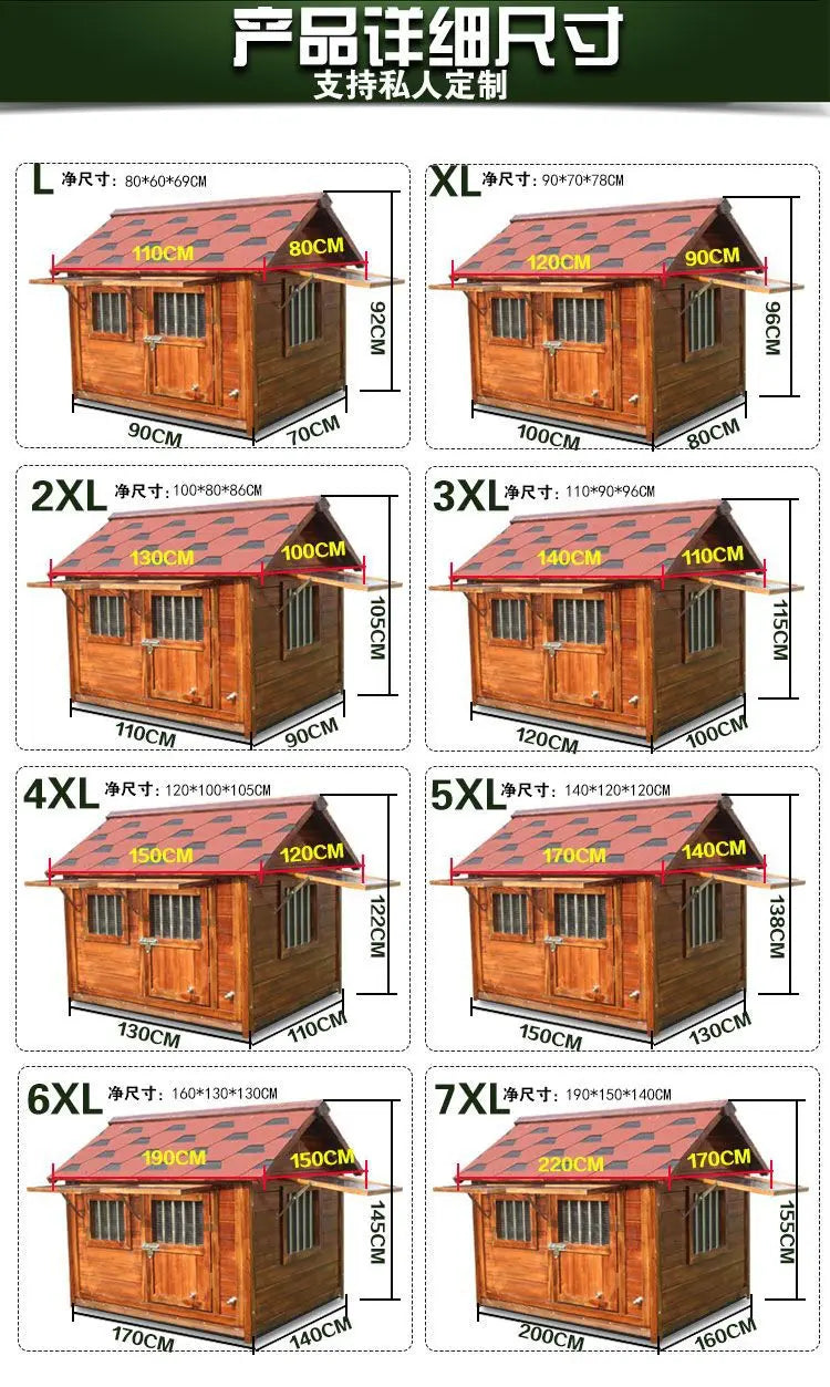 Outdoor Solid Wood Labrador Kennel Waterproof Small Medium Large Dog Cage Golden Retriever Teddy Kennel