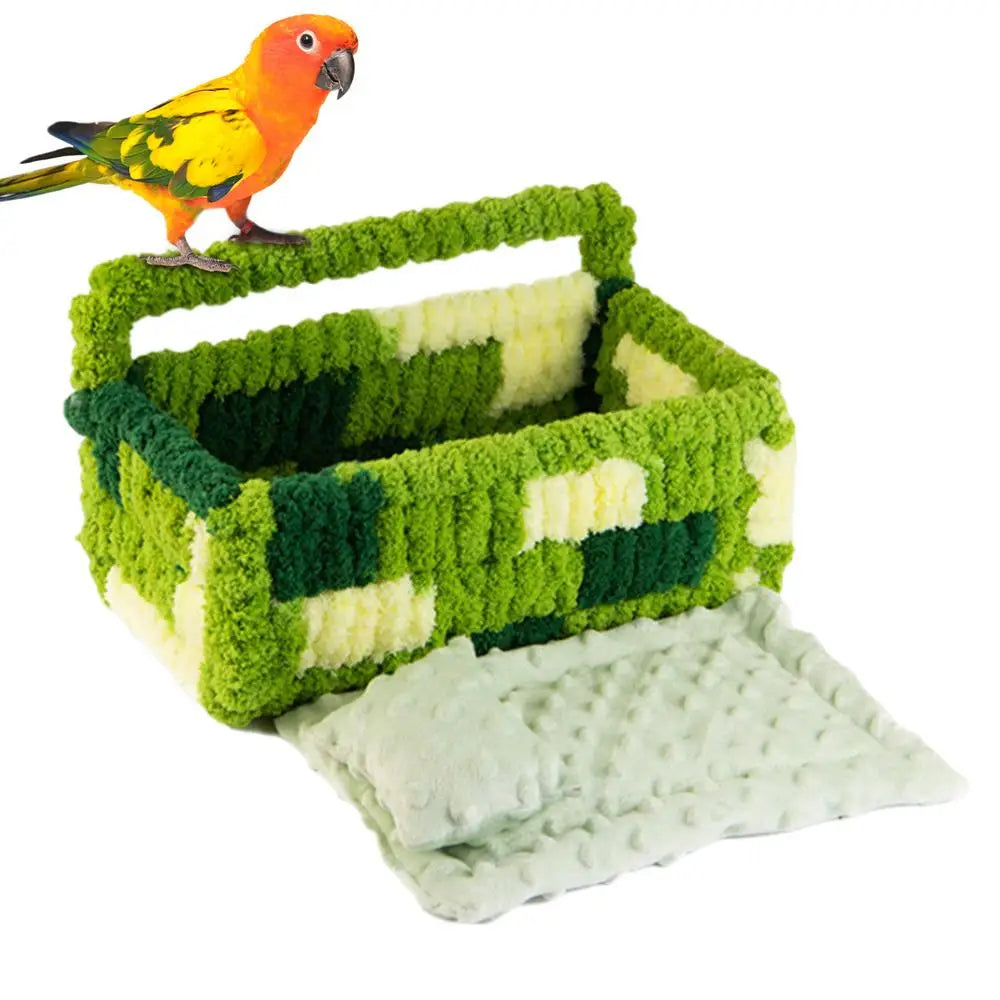 Parrot Bed For Cage Large Multipurpose Bird Nest Comfortable Soft Parrot Nest Warm Nest Bed With Cushion & Pillow For Sleeping