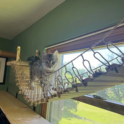 Cat Wall Shelves 100CM Long Cat Bridge for Indoor Cats Climber Cloud Shelf Kitty Bed and Perches Wooden Cat Wall Furniture