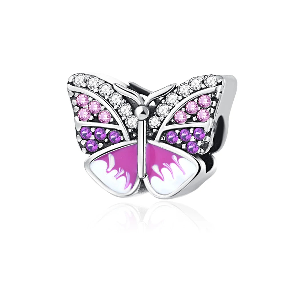 New 925 Sterling Silvering Butterfly Bees Bird Charm of ley 925 Chain Beaded Fit Original Pandora Bracelet DIY Ladies Jewelry