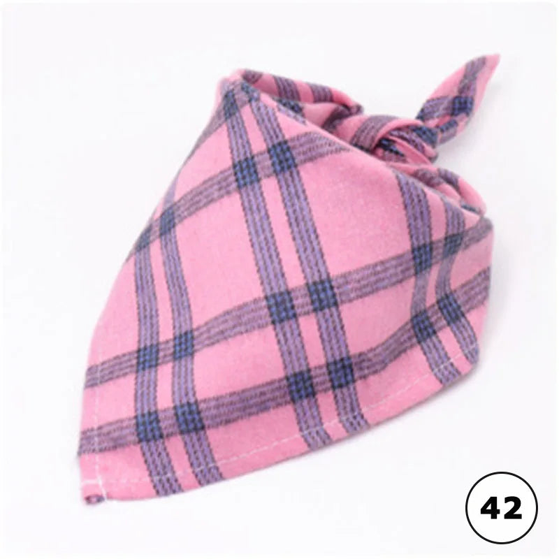 Plaid Cat Dog Bandana Pet Puppy Soft Cotton Bandanas Handkerchiefs Scarfs Triangular Bandages Accessories for Kittens Puppies