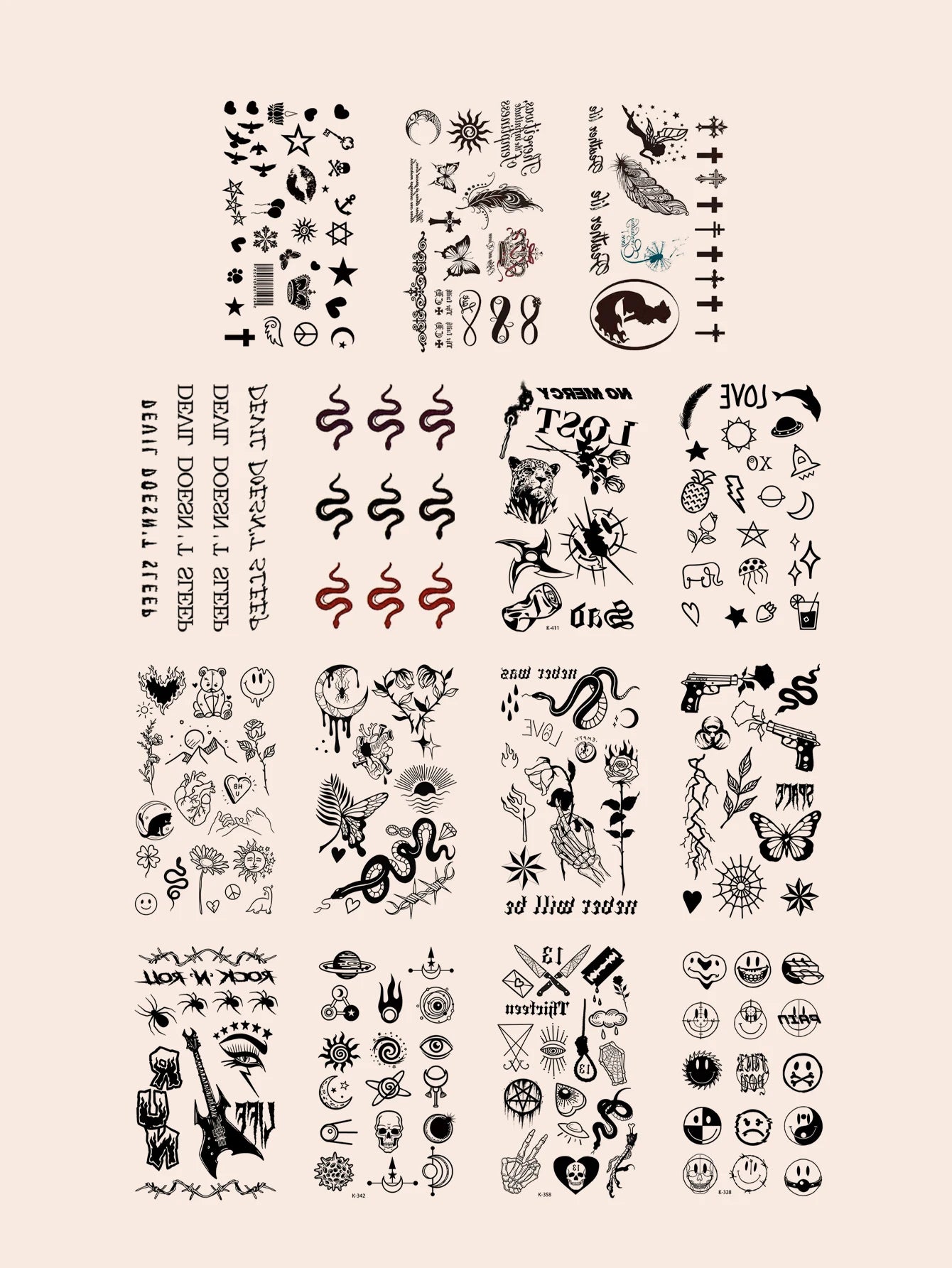 15pcs Waterproof Temporary Tattoo Sticker Starry Moon Flower Heart Flying Bird Fake Tatto Flash Tatoo finger Tato for  Women Men