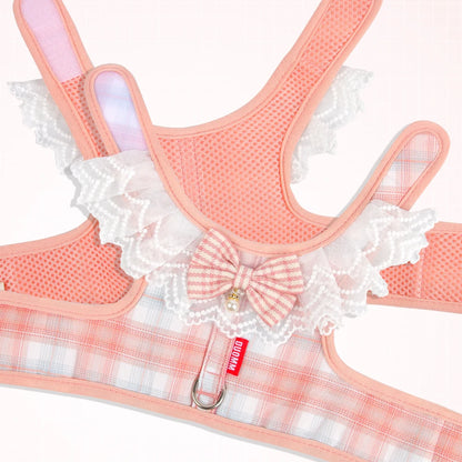 Sweet Plaid Puppy Dog Harness with Bow Walking Pet Harnesses and Leash Set for Small Dogs Schnauzer Poodle mascotas Accessories