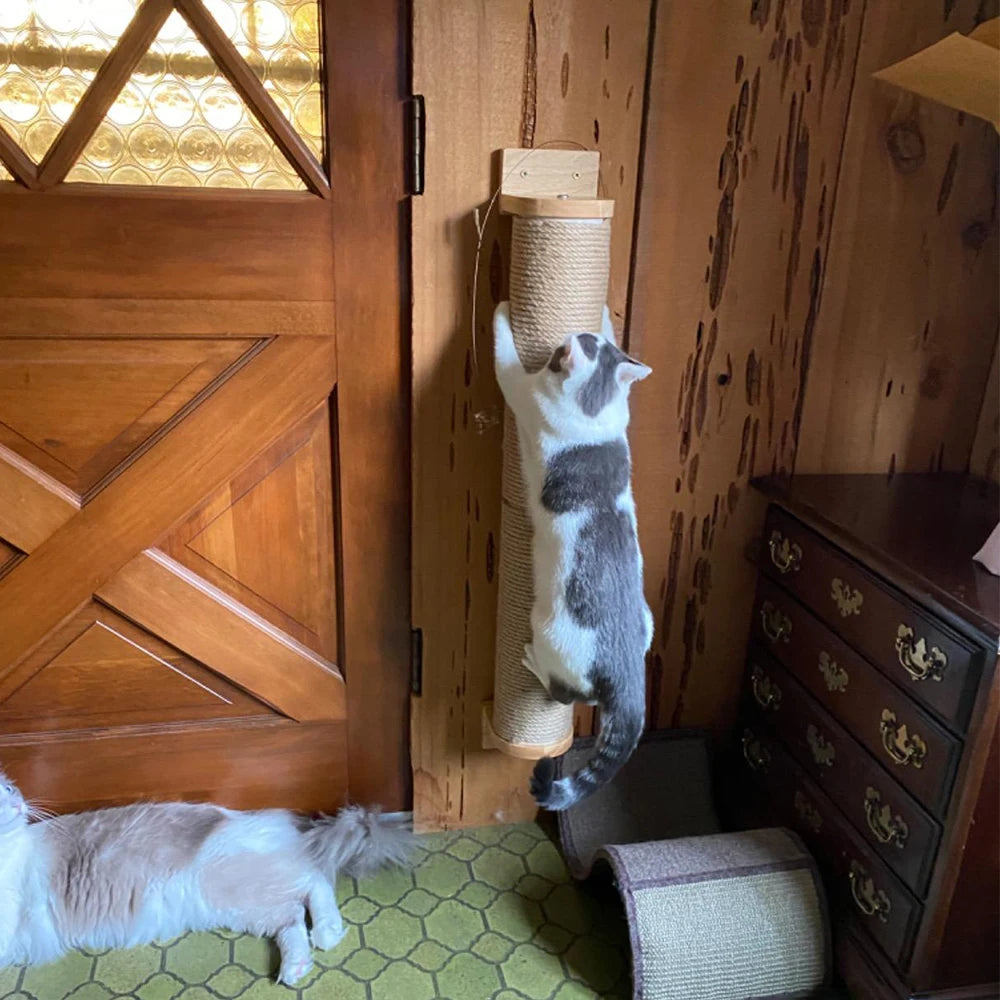 Wall Mounted Cat Tree Climbing Rope Wooden Cat Climbing Shelf with Sisal Rope & Scratching Post Kitten Training & Grinding Claw