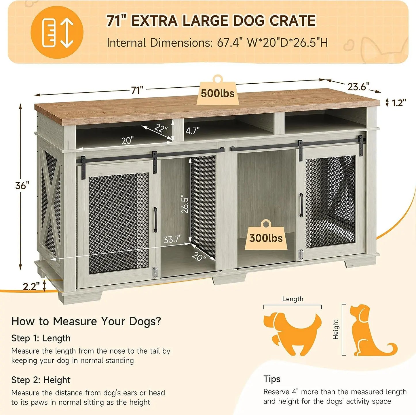 Cross-border Amazon Pet Furniture Dog Cage Wooden Iron Wood Kennel Double Door TV Cabinet Indoor Pet Cabinet Box