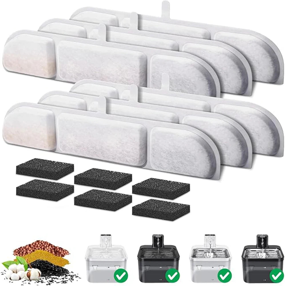 6/8/12/14/16PCS Activated Carbon Replacement Filters For Pet Automatic Drinking Fountain Battery Operated Cat Water Fountain