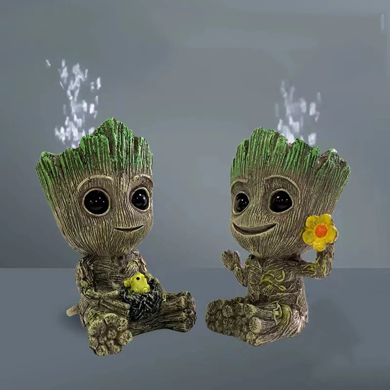 Cute Tree Man Figurine Aquarium Decoration With Air Bubble Driftwood Statue Multifunction  Fish Tank Background Ornament Shelter
