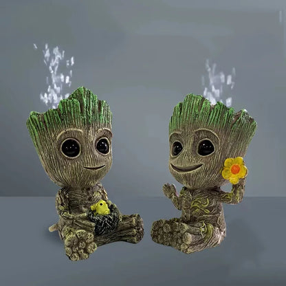 Cute Tree Man Figurine Aquarium Decoration With Air Bubble Driftwood Statue Multifunction  Fish Tank Background Ornament Shelter