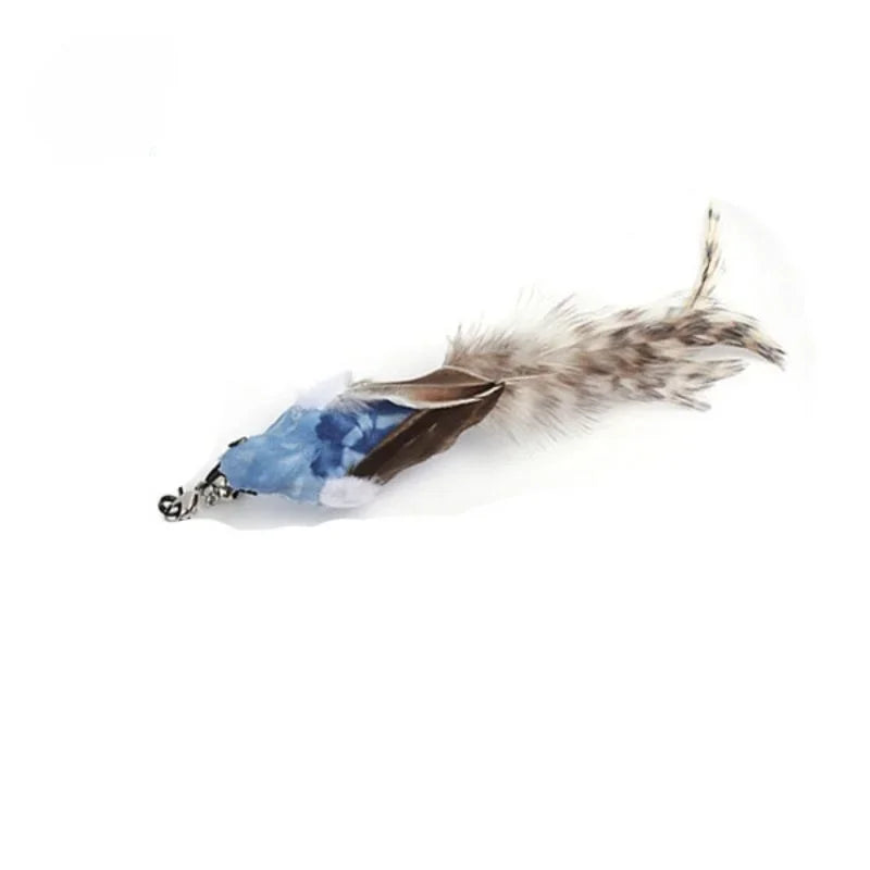 Funny Cat Stick Toy Furry Feather with Bell Cat Stick Toy Kitten Playing Pet Accessories Worm on A String Cat Toys Interactive