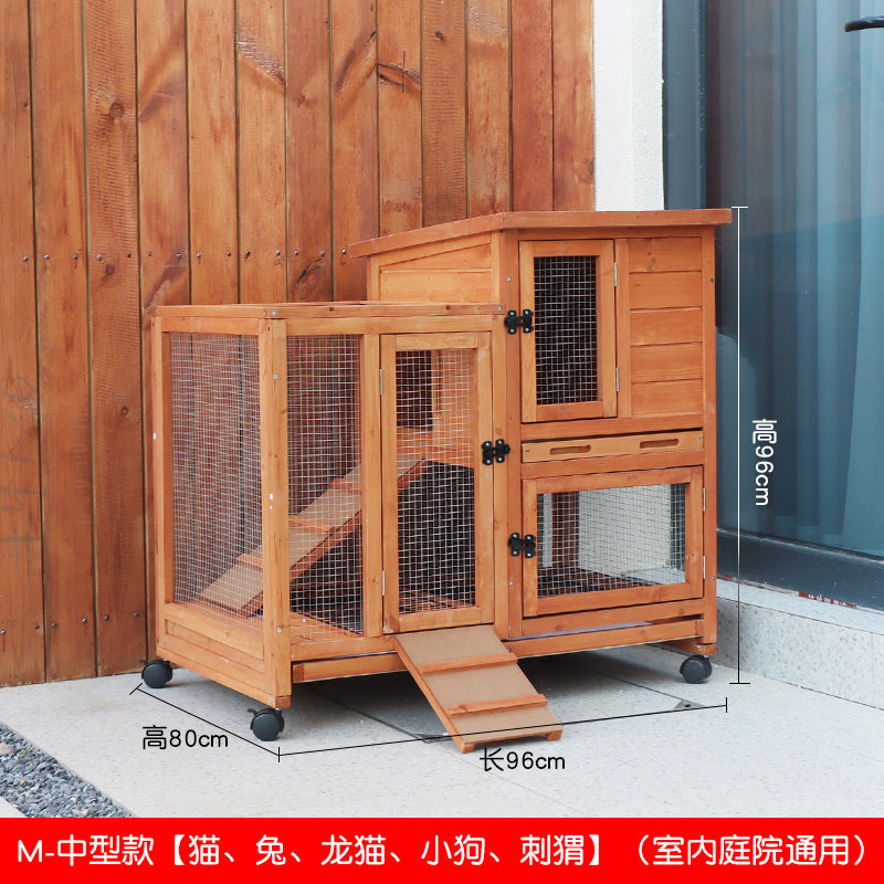 Courtyard Pet Cat Puppy Cage Small Dog Indoor Totoro Rutin Chicken Rabbit Cage Balcony Movable Villa Home