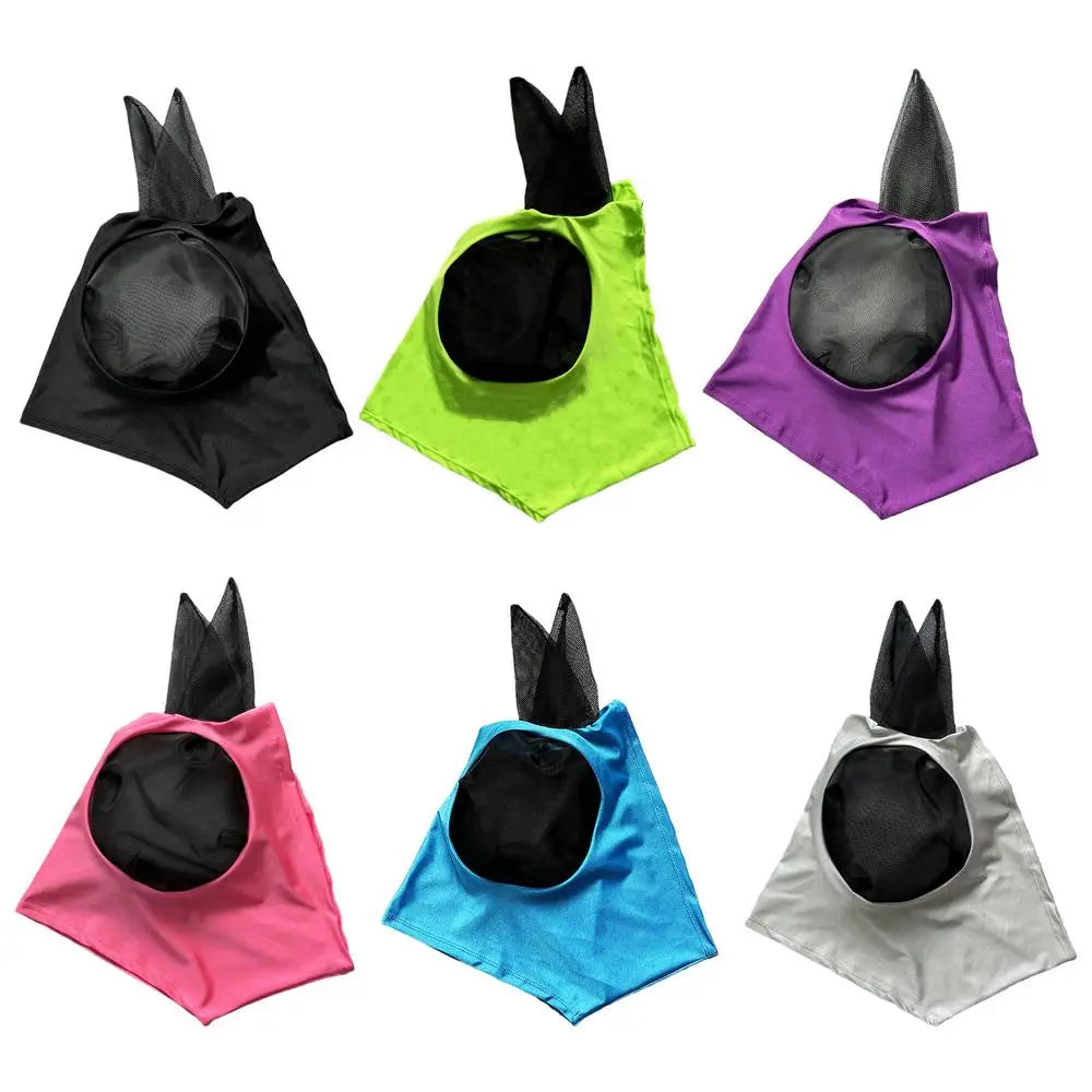 Fly Covers for Horses Fine Mesh UV Blocking Elastic Cover with Ears Machine Washable Equestrian Supplies for Outdoors