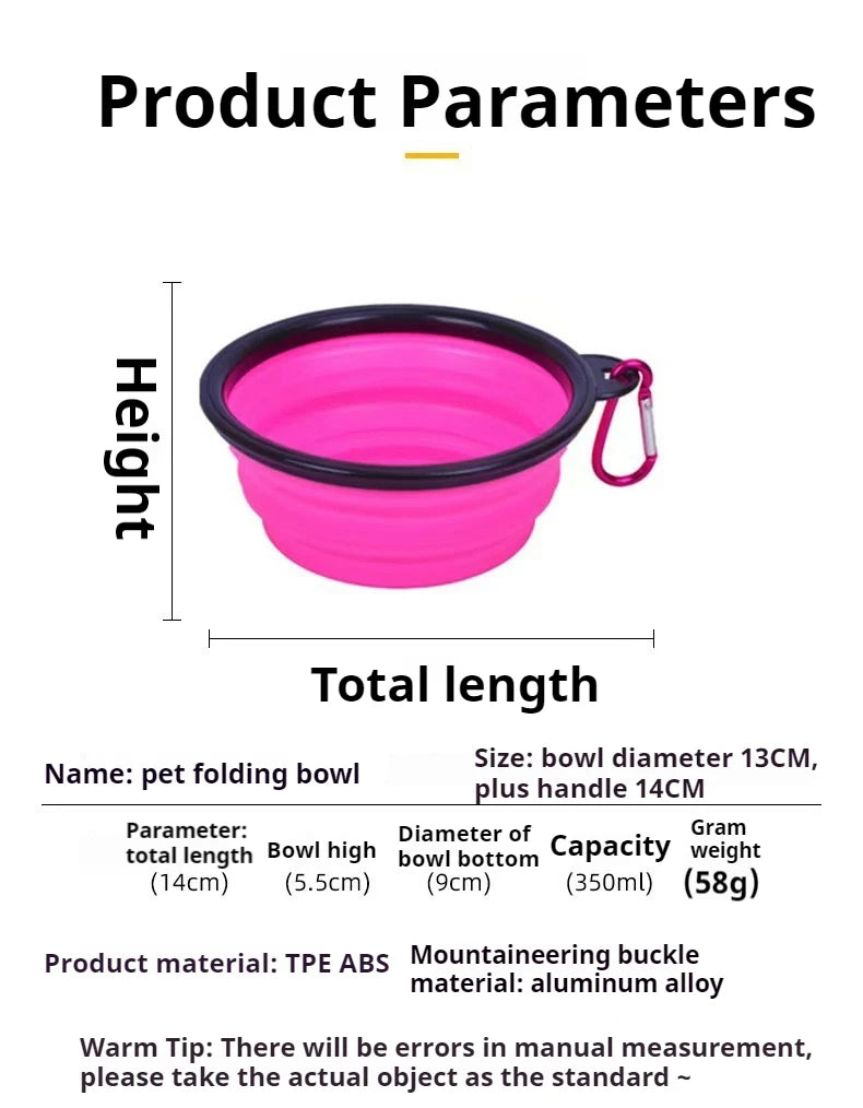 Pet Dog Collapsible Bowl Folding 350ml Silicone Bowl Outdoor Travel Portable Puppy Food Container Feeder Dish Bowl Pet dog bowls