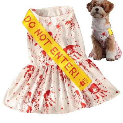 Dog Halloween Clothes Pet Dress Bloody Halloween Costume Dog Halloween Blood Skirt Halloween Seals Clothes Puppy Cosplay Costume