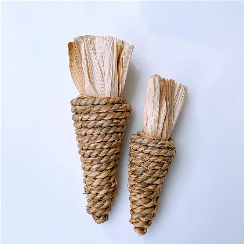 Natural Straw Rope Carrot Hamster Molar Chew toy Small Pets Toys For Hamster Rabbit Grinding Products Gnaw Toy Supplies New