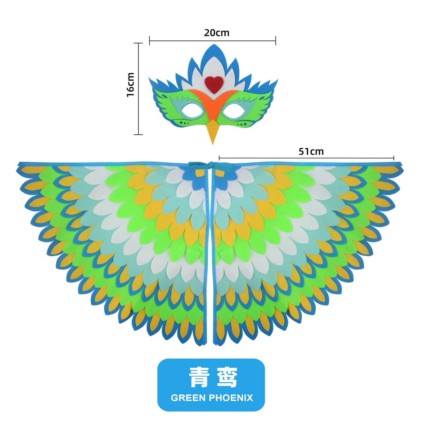 Kids Cosplay Costume Stage Performance Owl Peacock Wings Bird Felt Cape with Mask for Girls Boys Halloween Party Cloak
