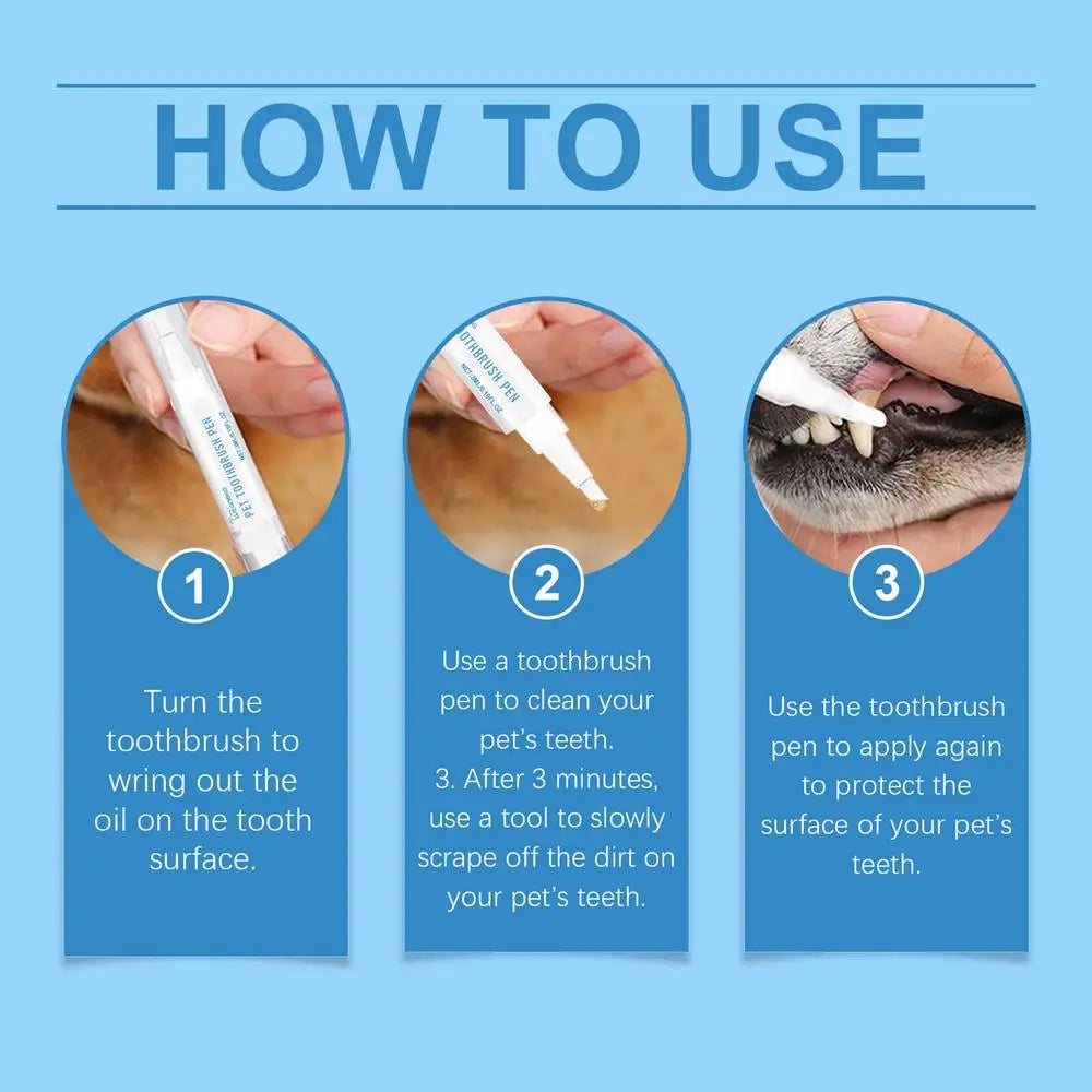 Dog Toothbrush Pen Toothbrush Pen For Cat Cat And Dog Tooth Whiten And Cleaning Toothbrush Pen Brightening Pen For Dog Cats Oral