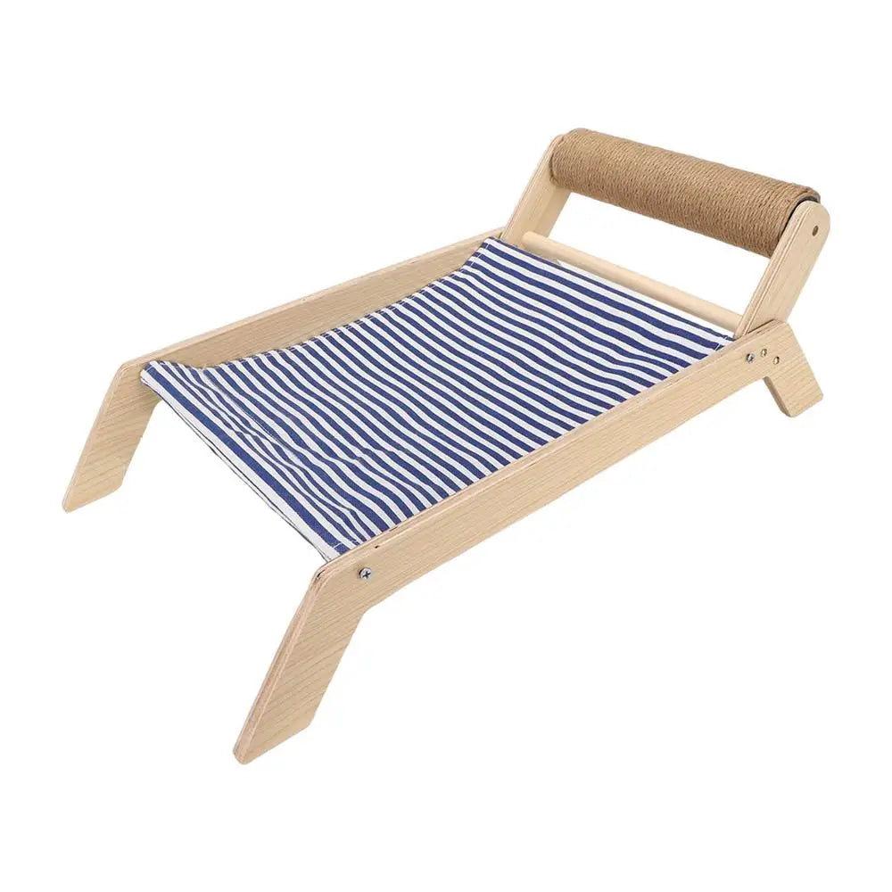 Pet Lounge Chair Portable Solid Cat Hammock Nest Beds Wooden Frame Swing Chair Multifunctional Kitten Raised Bed Cat Lounger