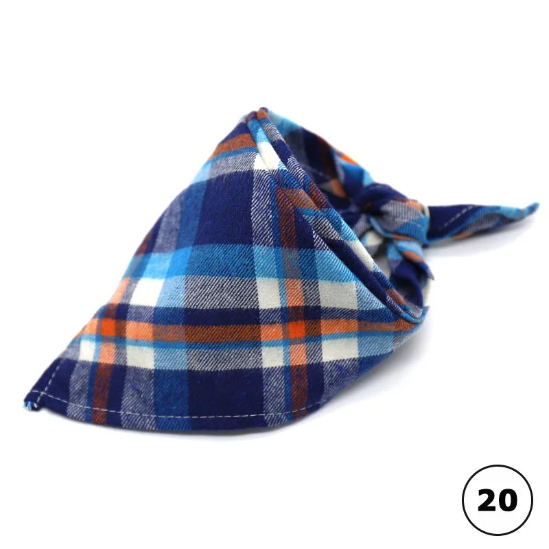 Plaid Cat Dog Bandana Pet Puppy Soft Cotton Bandanas Handkerchiefs Scarfs Triangular Bandages Accessories for Kittens Puppies