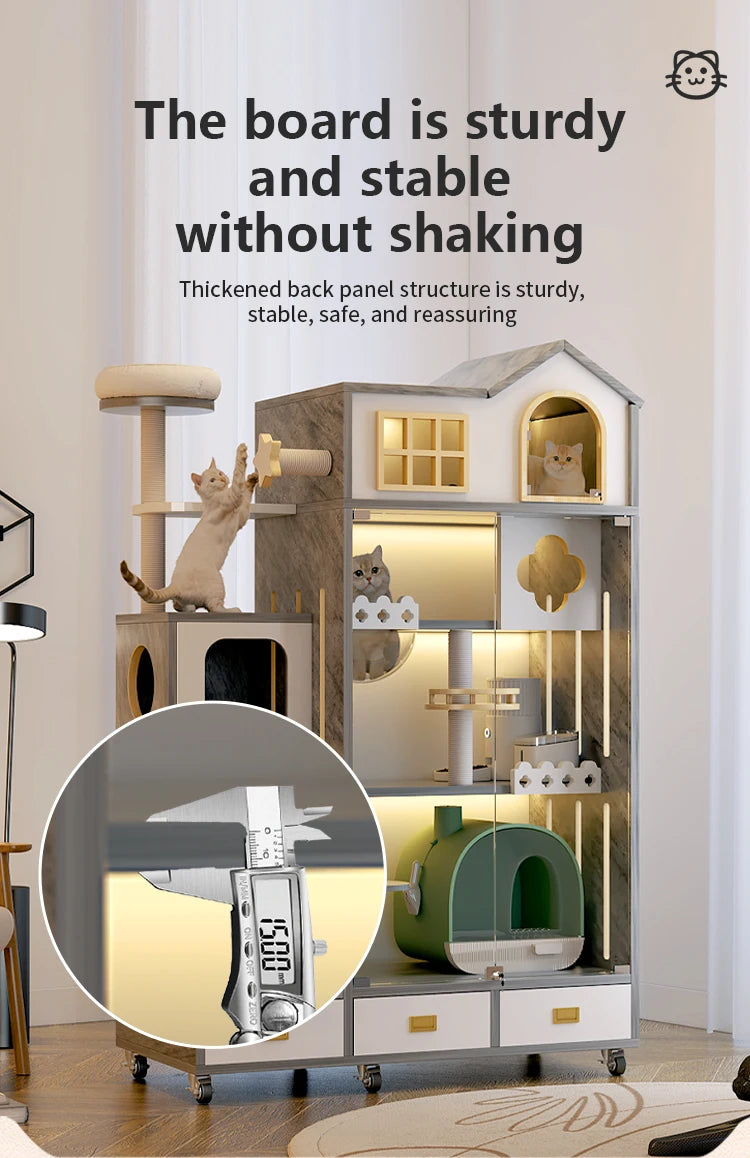 Excellent Quality Pet Furniture with Wheels Movable Animal Cages Cat Villa Fashion Wooden Dog House