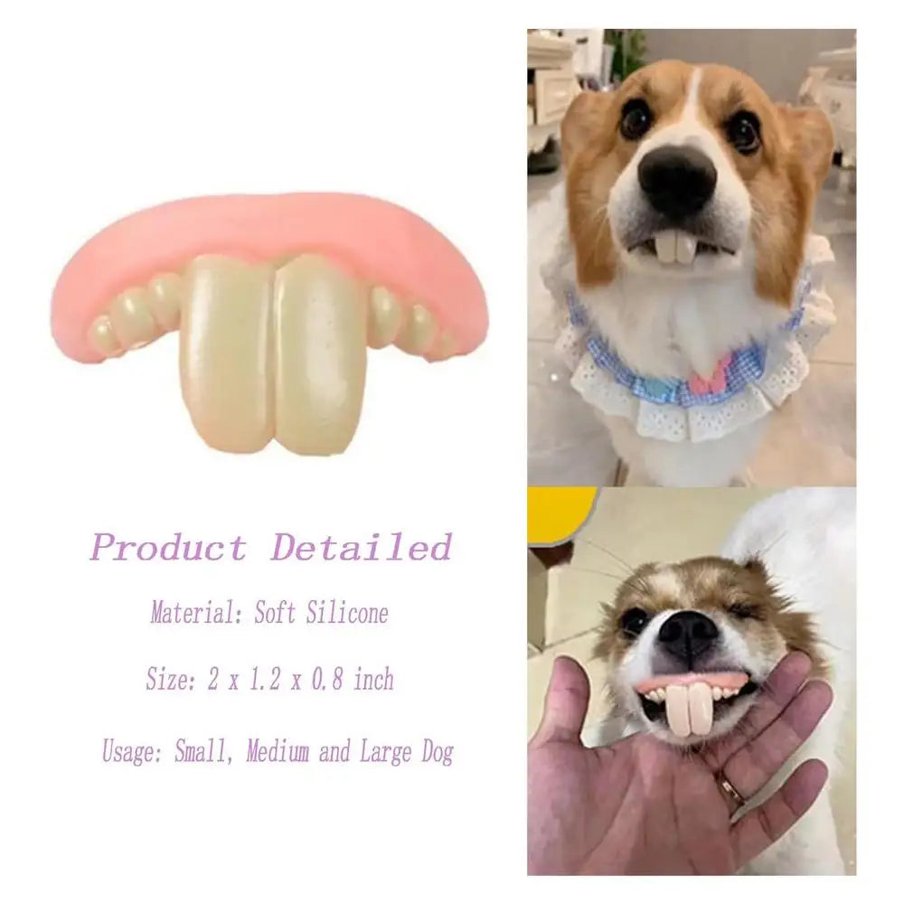 Pet CorgiDog False Teeth Toy Rabbit Front BuckTeeth Cover Funny Puppy Dentures Pet Decorating Cosplay Halloween Costume