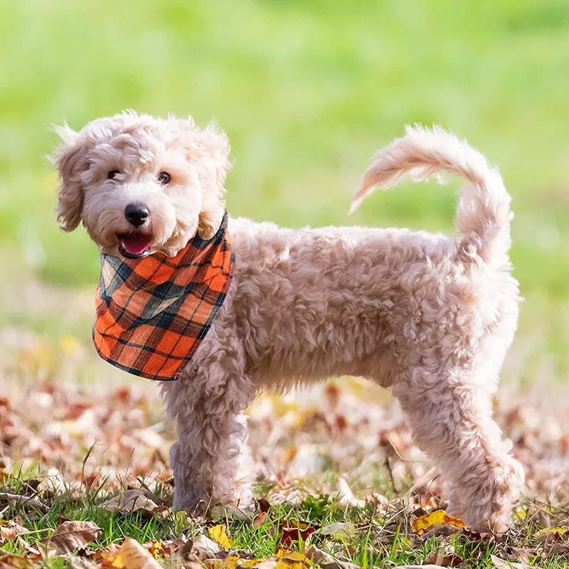 Plaid Cat Dog Bandana Pet Puppy Soft Cotton Bandanas Handkerchiefs Scarfs Triangular Bandages Accessories for Kittens Puppies