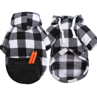 Winter Warm Pet Dog Clothes Plaid Printing Big Dog Coat Outfit for Large Dogs Labrador Hoodies Sweater Gold Retriever Clothing