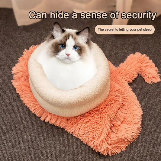 Cozy Plush Cat Bed Winter Warm Sleeping Bag for Cats Small Dogs Soft and Comfortable Kitten Tunnel Nest with Cat Accessorie Z4X0