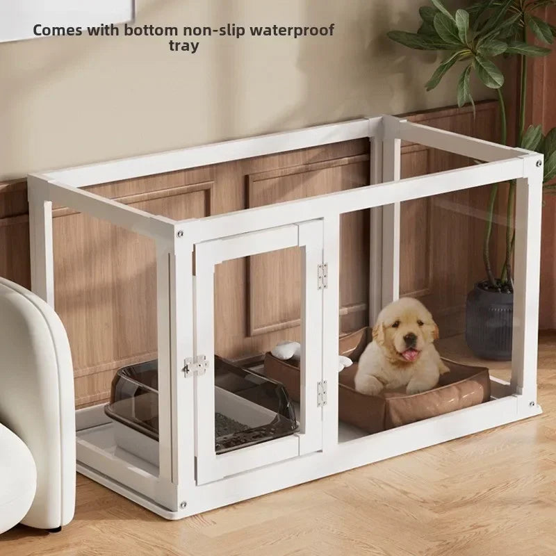 Household Small and Medium Dogs Teddy Pet Dog Fence Visual Cat Cage Dog Fence Indoor Panoramic Transparent Dog Cage