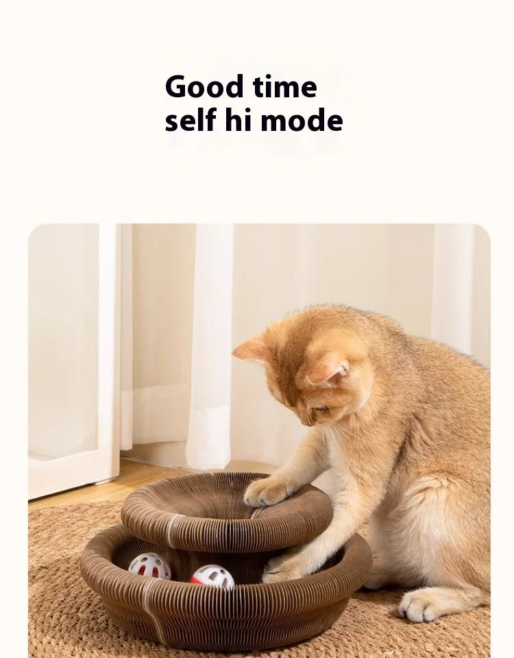Organ cat scratch board foldable cat toy with bell for self fun and relaxation, cat scratch resistant corrugated paper, scratch