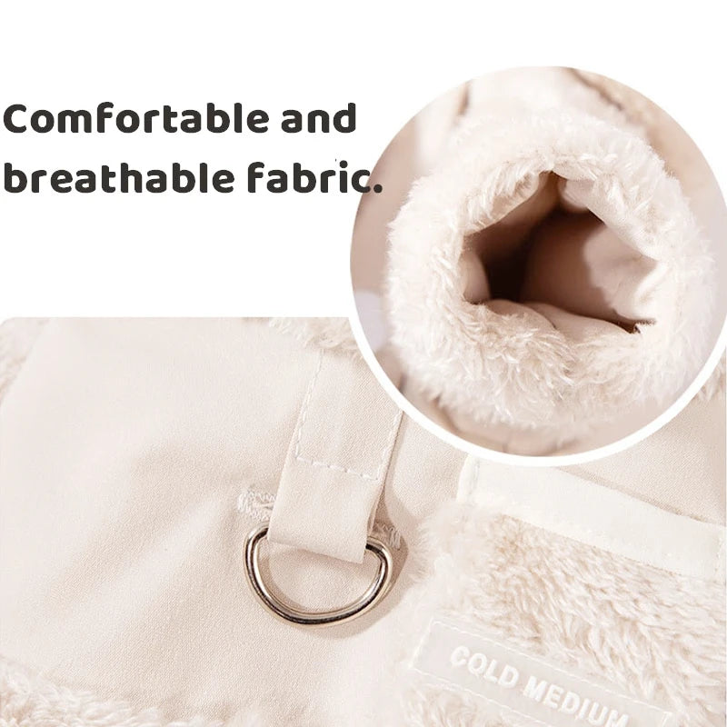 Winter Dog Jacket Fleece Pet Coat Double Sided Wear Dog Warm Clothes Thickened Cat Clothing Chihuahua Bichon Costume with D-Ring