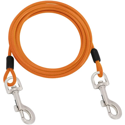 Steel Wire Dog Leashes with Two Head Dogs, Anti-Bite, Tie Out Cable for Small Big Pets, Outdoor Double Steel Wire Rope Lead, New
