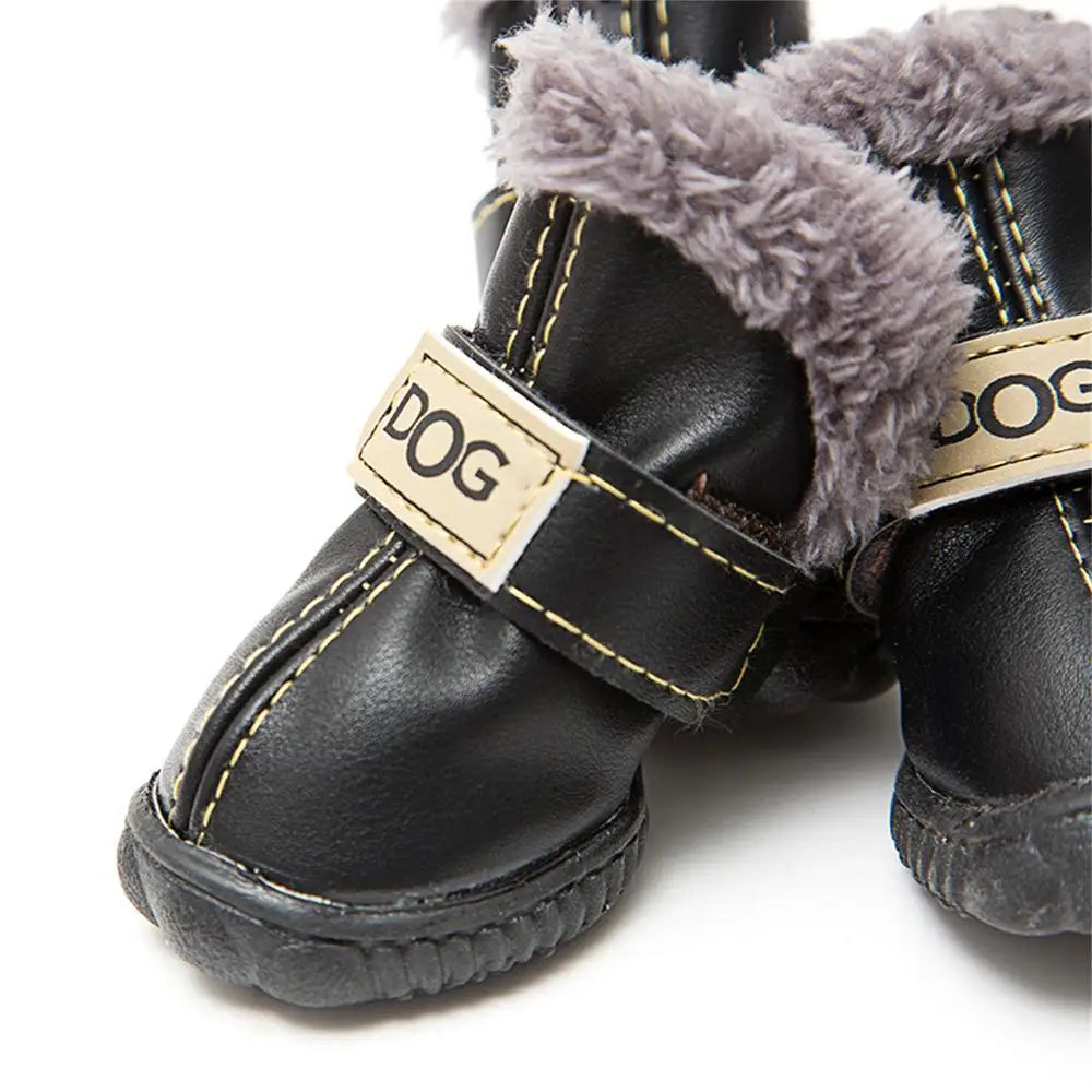 Dog Winter Boots 4PCS Winter Warm Skid-proof Snow Boots For Small Dog Breathable Dog Boots
