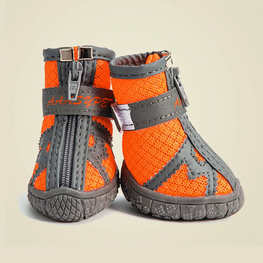 4pcs Waterproof Dog Shoes Anti-slip Rain Boots Footwear Protector Breathable Reflective Booties for Small Dogs Pet Puppy Socks